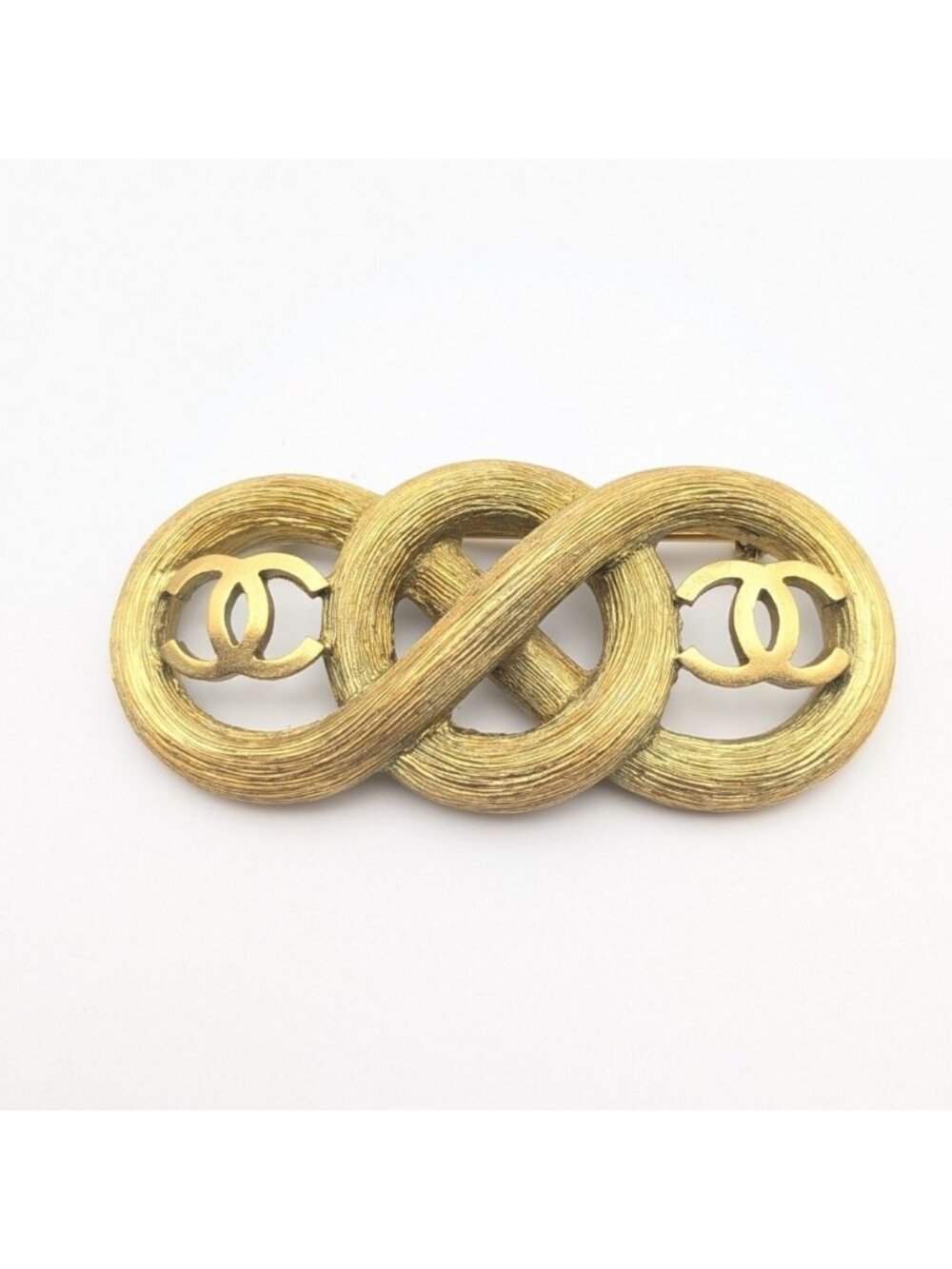 Chanel Brooch CC Logo Gold Twist Infinity Vintage 95C